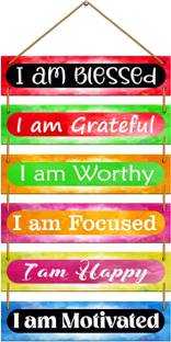 Indianara Set of 6 Motivational Wooden Wall Hanging for Home Decor|Office|Gift (4553WH) Pack of 6