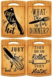 pnf Chopping Board is the heart of home Printed Home Wall Door Sign Hanging decoration (Wooden, ,brown)-51 Pack of 4