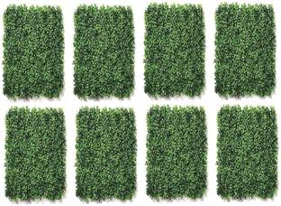 Siddhivinayak Artificial Eucalyptus Boxwood Tiles Mat (Green, 8 Pieces) Pack of 8