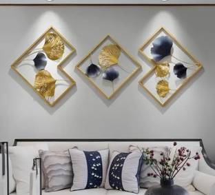 JH CRAFTY Multicolor Decorative Metal Wall Art Decor Sculpture Set Of 3 For Living