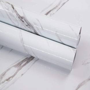 Amar Enterprise White Marble Wallpaper sticker For Decoration 200x60 cm(13 sq ft )