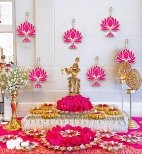 Ascension Handmade Lotus Latkan Hanging for Home Temple Diwali Decoration Gift Items Pack of 6
