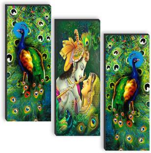 saf Set of 3 Lord Radha krishna UV textured self adeshive wall painting Pack of 3