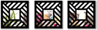 VAH Decorative Wall Mirror Block Design Black 3 Piece Set of 1 Square Shape Mirror