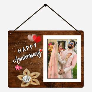 Phirki Studio Happy Anniversary, Wooden Wall Hanging Photo Frame For Home Decor |Gift Items