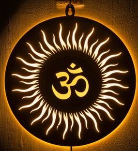 ART ENTERPISES Backlit OM 12 Inch 3D Wall Art with Led Backlight Decorative Showpiece