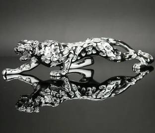 WLEWORLDLOOKENTERPRISES ™OM3003 CHEETAH Silver Panther Leopard Sculpture Animal Figurines Statue Decorative Showpiece  -  18 cm
