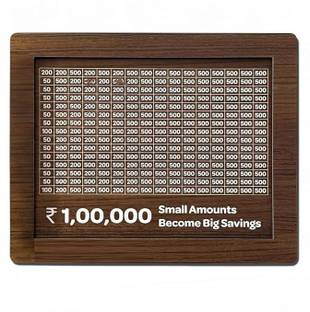 Mamrt art creations Wooden Money Saving Box | Counting target money box | Coin box for saving
