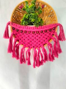 Kasba Cotton Macrame Decorative Wall Hanging Bamboo Basket