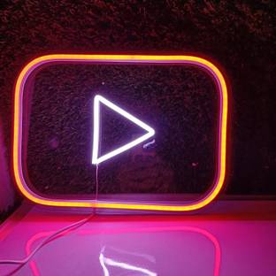 Zesta Youtube Neon Sign Wall Decor Hanging for Party, Room and Bar decor