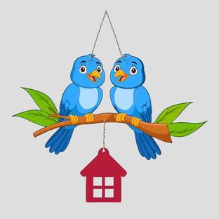 Fabaura Cute Birds Wooden Wall Hanging for Home Garden Balcony Decoration (WH_9109N-F)