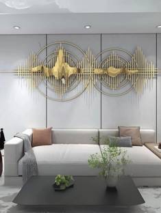 A K Handicraft Gold Metal Wall Art SoundWave Inspired Design