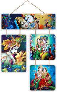 Khatu Crafts Radhakrishna Wooden Door Wall Designer Hanging for Home Decoration/Home Décor