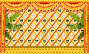kailash creation Welcome Decor Backdrop Cloth for Pooja Decoration Traditional Background