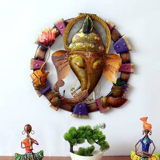 Medieval Arts Iron Decorative Handpainted Ganesha Wall Art