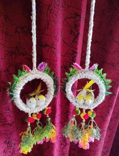 HUBBER Home & Office Decoration Artificial hanging Birds Set Of 2