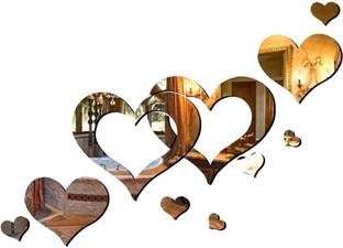 Creatick Studio Acrylic 3D Loving Heart Acrylic Mirror Wall Sticker (Gold)