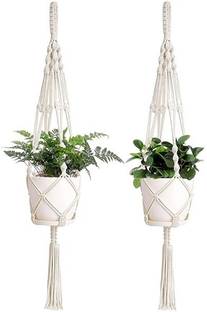 RAJDEEP COLLECTION Macrame Plant Hangers Without Pots Indoor Hanging (MADE IN INDIA) Pack of 2