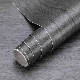 SUNBIRD 12x48 Inch Gray Wood Wallpaper Textured Peel and Stick Wallpaper