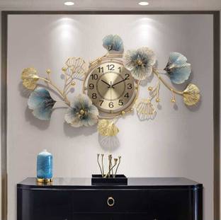 A K Handicraft Home Decorative Floral Metal Wall Clock for living room