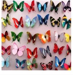 Indian Royals Multi Color 3D Butterfly Home Décor Self Adhesive Pack of 24