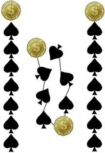 PopTheParty Casino Theme Party Hanging Decor | Playing Card & Dollar Garland Streamers