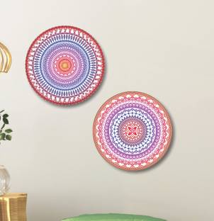 saf Round Shaped Mandala Art MDF Wall Painting for Living Room,Office And Bedroom Pack of 2