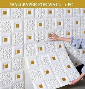 Diseno Decorative White, Gold Wallpaper (70 cm x 70 cm) Pack Of 1