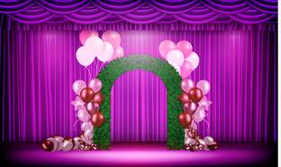 Backdropon Pink Party Background Design Printed Fabric Backdrop (5Feet Height &8Feet width)