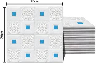 Diseno Decorative White, Blue Wallpaper (70 cm x 70 cm) Pack Of 1