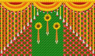 Backdropon Flower Decoration Design Printed Fabric Backdrop (5Feet Height & 8Feet width)