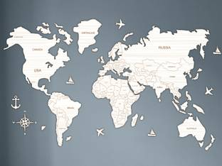 adinfinitum Wooden World Map Wall Decor