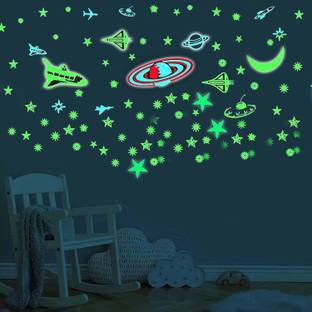 Pleasure Treasure Galaxy of Stars Radium Glow in The Dark Wall Stickers,183 Stickers, for Ceiling Pack of 2