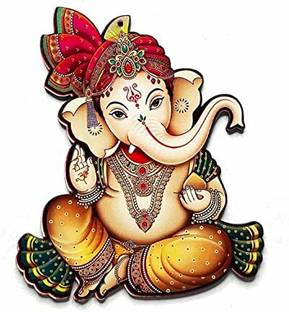 ADIKALA Lord Ganesha Ji MDF Cutout Engraved Cutout For DIY 5.INCH Pack of 12