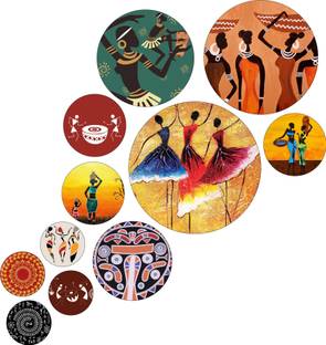 Khatu Crafts Wooden Decorative Wooden Wall Hanging for Home Decor (WD216) Pack of 11