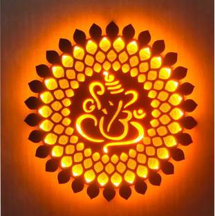 OM MANDALA CREATION Bhagwan Ganesh Wall Hanging LED Light wall Décor 12X12 inch.