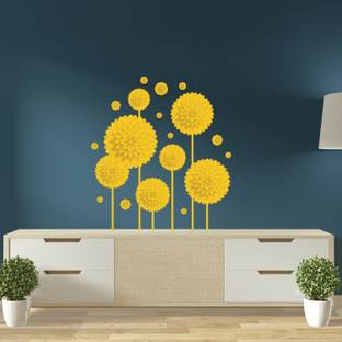 Asian Paints Wall Ons Set of Flowers Vinyl Wall Sicker Medium Removable Sticker