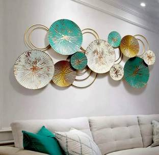 Royal Heritage crafts Metal Wall Hanging Plates Wall Art for Home Décor (Green & Golden)