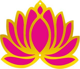Pihu Creation Gold Tone MDF Lotus Flower For Craft Designing Pack of 9