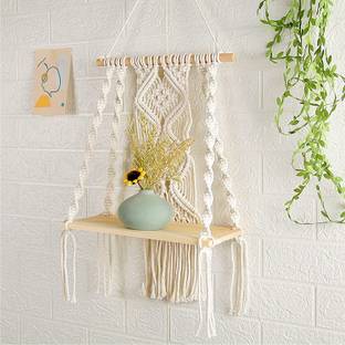 Aain New Macrame Wall Hanging Shelf Pine Wood Modern Boho Decor shelf