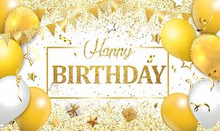 Backdropon Happy Birthday Design Printed Fabric Backdrop(5Feet Height & 8Feet width)