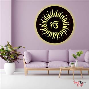 trendDecor Craft EK ONKAR Waheguru Ji LED Light Wall Hanging - Home Room Wall Decoration Material