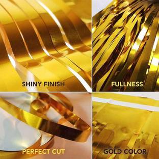 ThemeHouseParty Gold Foil Curtains With Shiny For Party Decoration Birthday, Anniversary