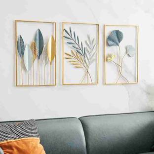 जनात Gold Leaf Metal Wall Decor For Office, Bedroom (17x11, inch )Multicolour