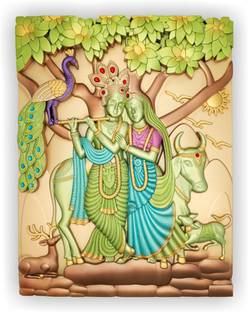 ART OCEAN Radha Krishna 3D Wall Hanging | Embossed 3D Wall Art | Spiritual Home Decor