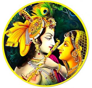 Craft Shop Radhe Krishna Round Shaped MDF 6 INCH For DIY Craft Pack of 12