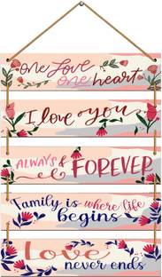 Indianara Set of 5 Love Quotes Wall Hanging Painting (4647WHa) Digital Reprint 26 inch x 11 inch Painting