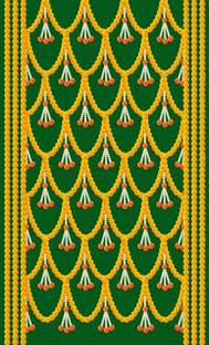 DM FASHION Dark Green Chatai With Yellow Hanging Flowers Backdrop Decoration Cloth