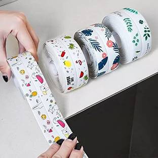 Padchaaya Single Sided Handheld Corner Line Strip Seal for Bath Tub, Kitchen, Shower Toilet Wall Sealant, Kitchen Corner Line Waterproof Tape Table Edge Corner Protector Bumper Strip 3.2 m Single Sided Tape (Multicolor Pack of 1)