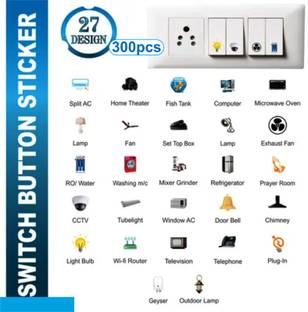 TILKOR Switch Board Stickers-600 pcs Self Adhesive,Modern Electric Switch Board Covers Pack of 300